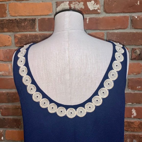 Lilly Pulitzer Womens Blue Navy Stella Shift Dress Size 4 Gold Accents Casual - Picture 6 of 9